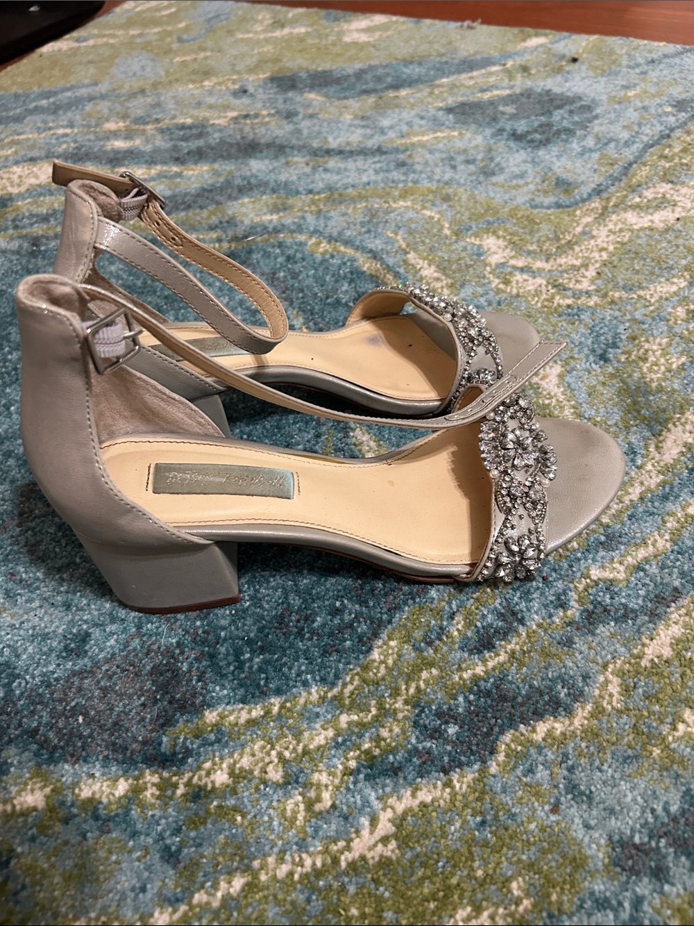 Betsey Johnson Beaded Ankle-Strap Heels in Silver - Picture 4 of 6